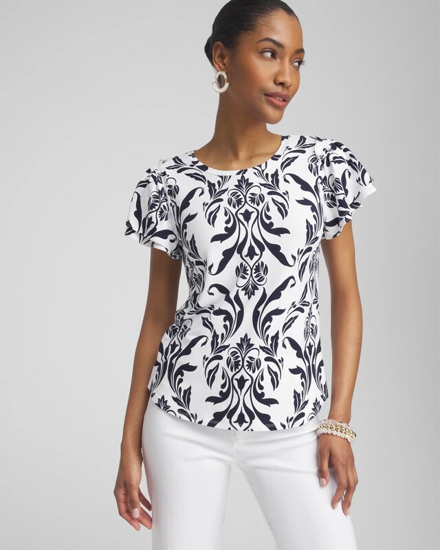 Swirl Ruffle Sleeve Tee - image 2